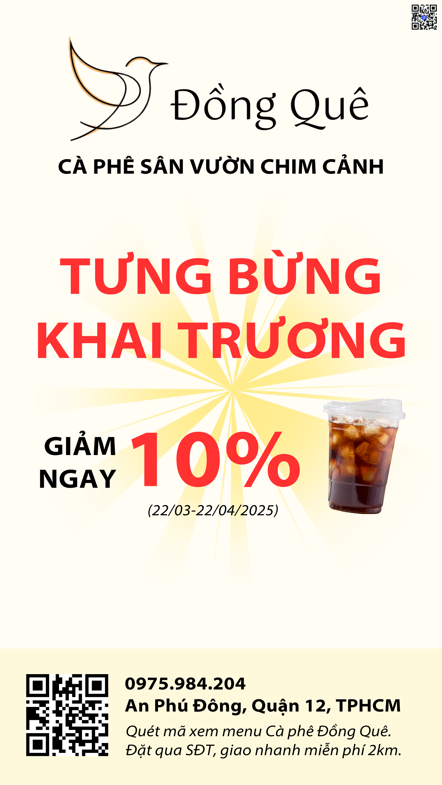 khai truong quan ca phe chim canh dong que